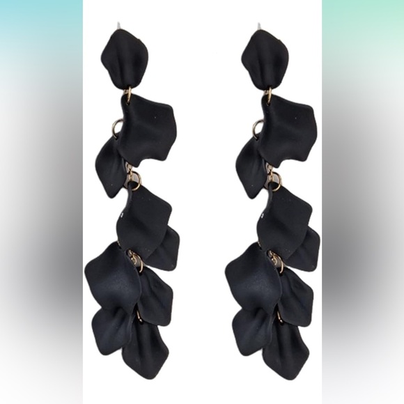 # 26 Clip On Long Acrylic Rose Petal Drop Dangle Earrings Fashion Bohemian - Picture 3 of 7